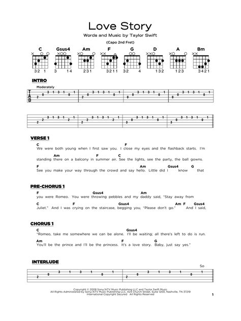 Jun 2, 2018 · Hey everyone!In this lesson, I'm going to show you how to play "Love Story" by Taylor Swift. We're going to learn how to play it without a capo, and usually ... 